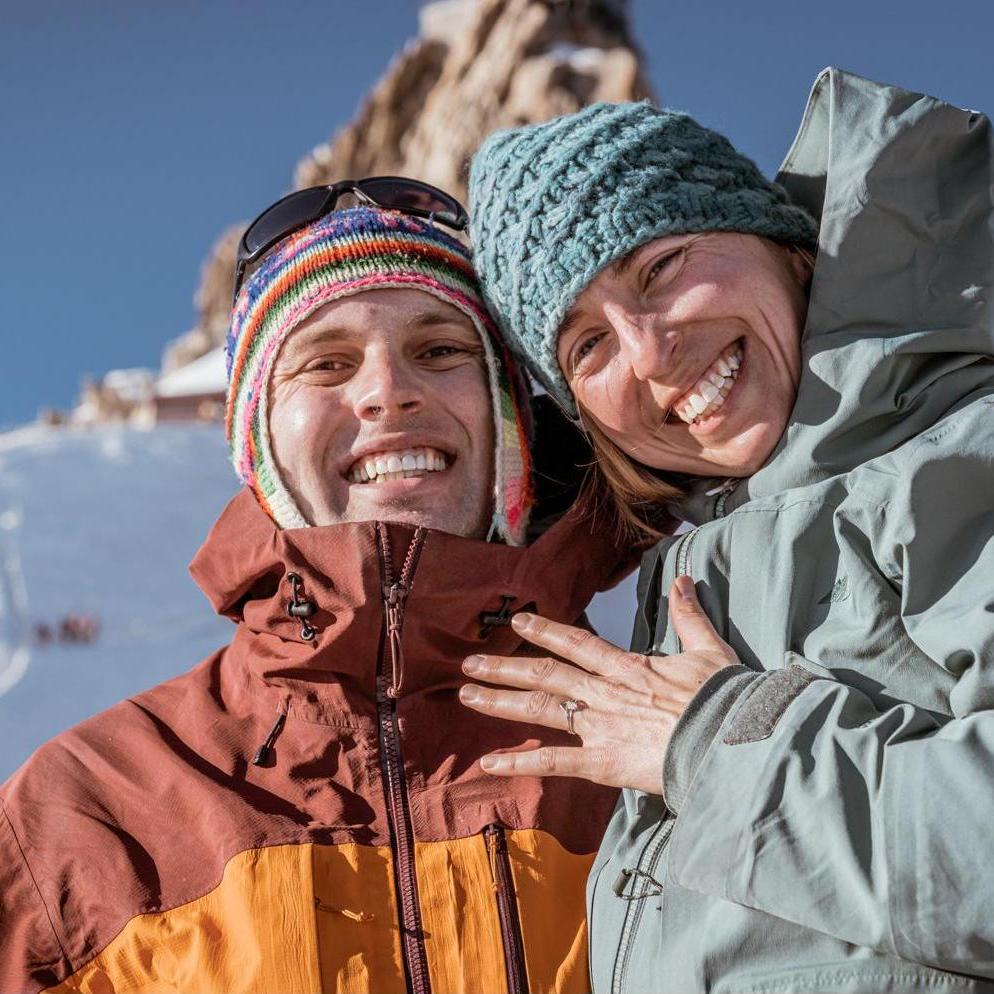 The two happiest skiers on the aiguille du Midi that day.