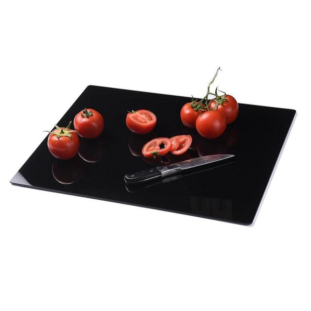 Phore Tempered Glass Cutting Board for Kitchen, Black Cutting Board for Countertop, Dishwasher Safe, Scratch Resistant, Heat Resistant, Shatter Resistant (16"x12", Black)