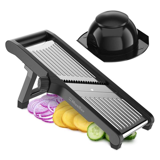 MuellerLiving Mandoline Slicer for Kitchen, Stainless Steel, Slice or Julienne, Vegetable Chopper, Fruit Slicer