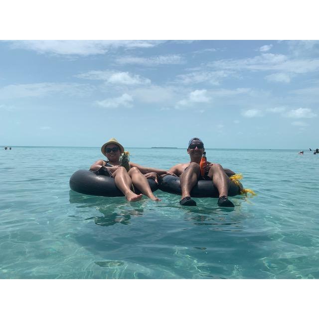 Tim and Pik in  Belize.  Pik's first international trip.
