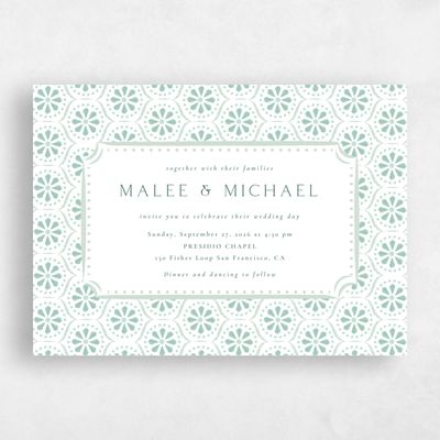 Green Bordered Wedding Invitation - Aeolus Landscape