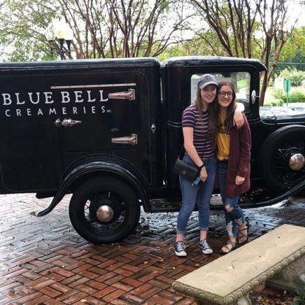 Chrissi and Lexie visiting the Blue Bell ice cream factory in Brenham, TX