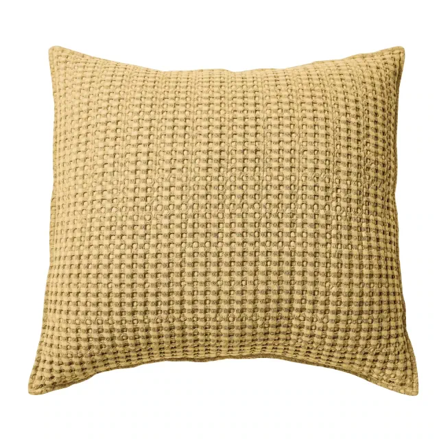 Mills Waffle Ochre Square Pillow- Levtex Home
