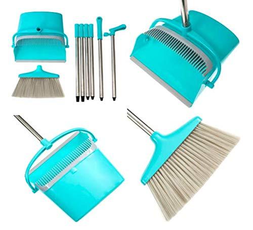 Broom and Dustpan Set | Long 54" Handle Upright Dustpan with Clean Broom Combo| Best For Home,...
