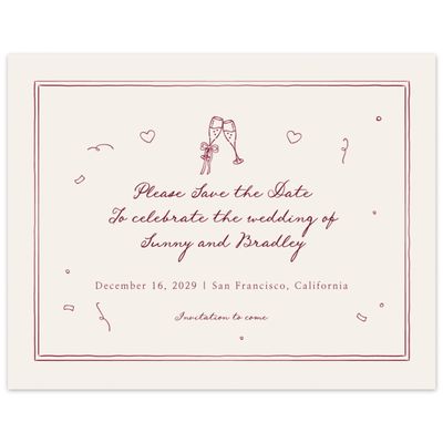 Dark Burgundy, Red Wedding Digital Save the Date - Willa Landscape