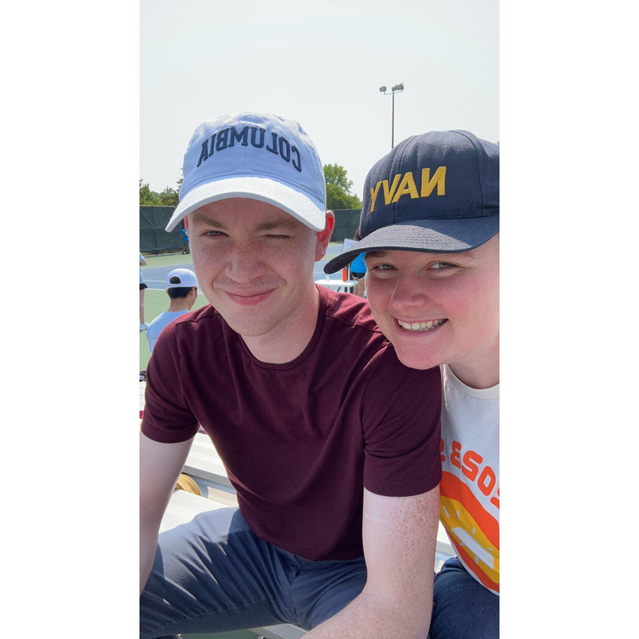 Taken court-side at a tennis match. Jonah (Gabi's brother) is a fantastic Special Olympics athlete!
