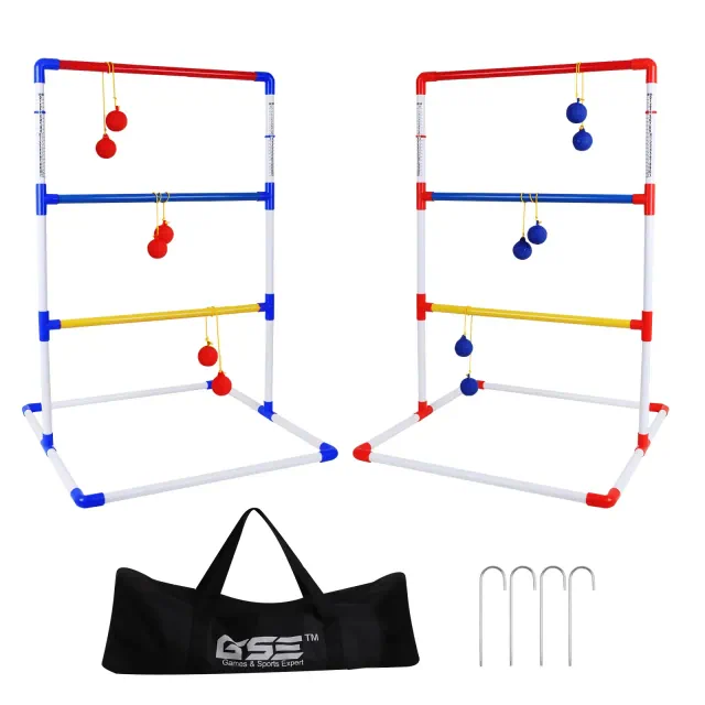 GSE Premium Plastic Ladder Ball Toss Game Set with Ladder Ball Bolas & Carrying Case