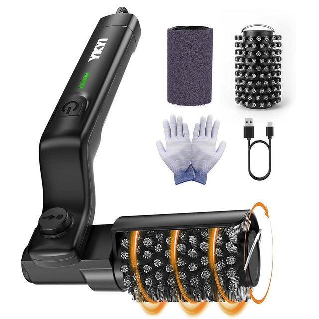 YKYI Electric Grill Brush - Cordless Rechargeable BBQ Cleaner with 180° Adjustable Head, 2600mah High-Torque Power Rotary BBQ Scrubber for Outdoor Stainless Steel Cast Iron Grates (Black)