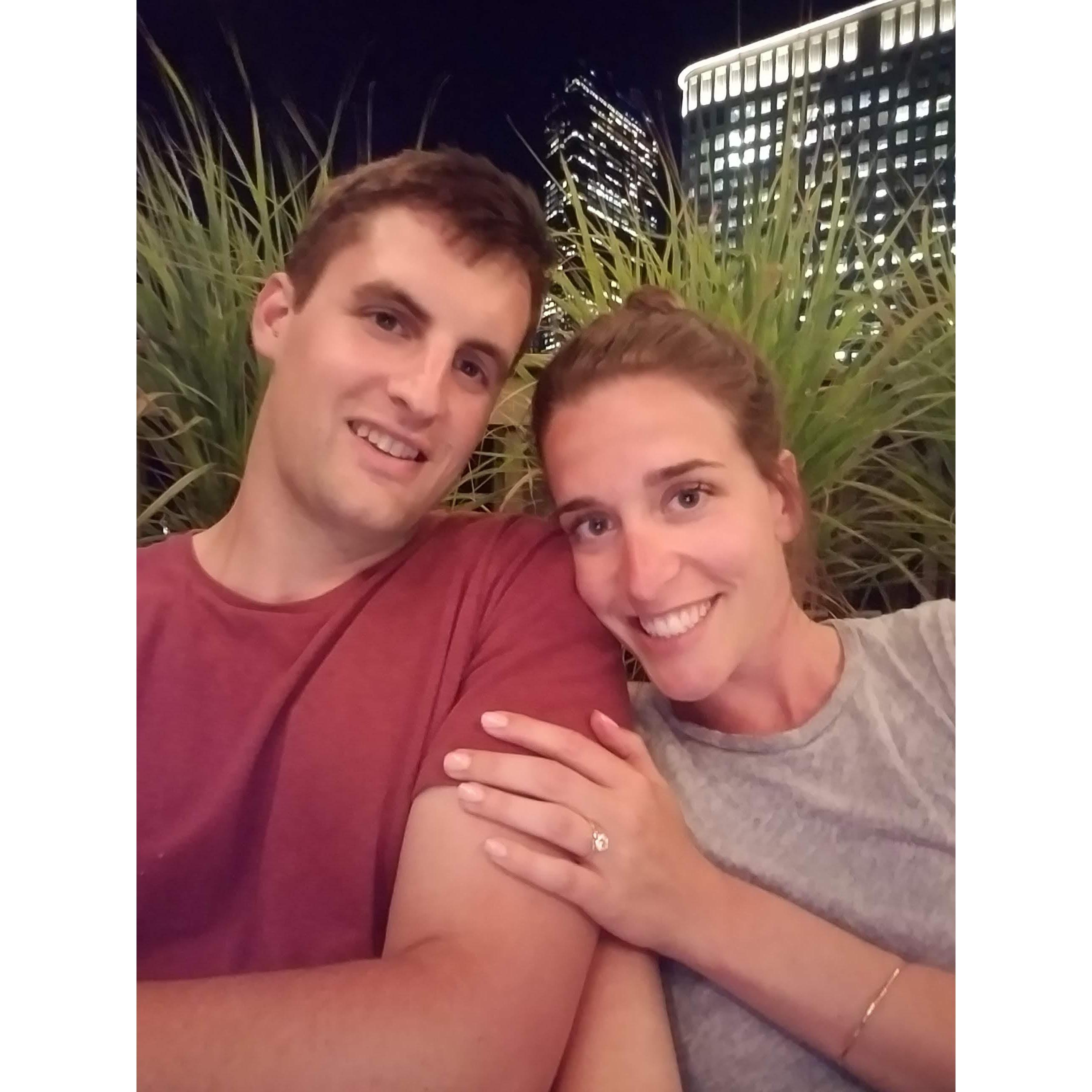 The night Greg proposed up on our roof deck (pre-cat selfie)