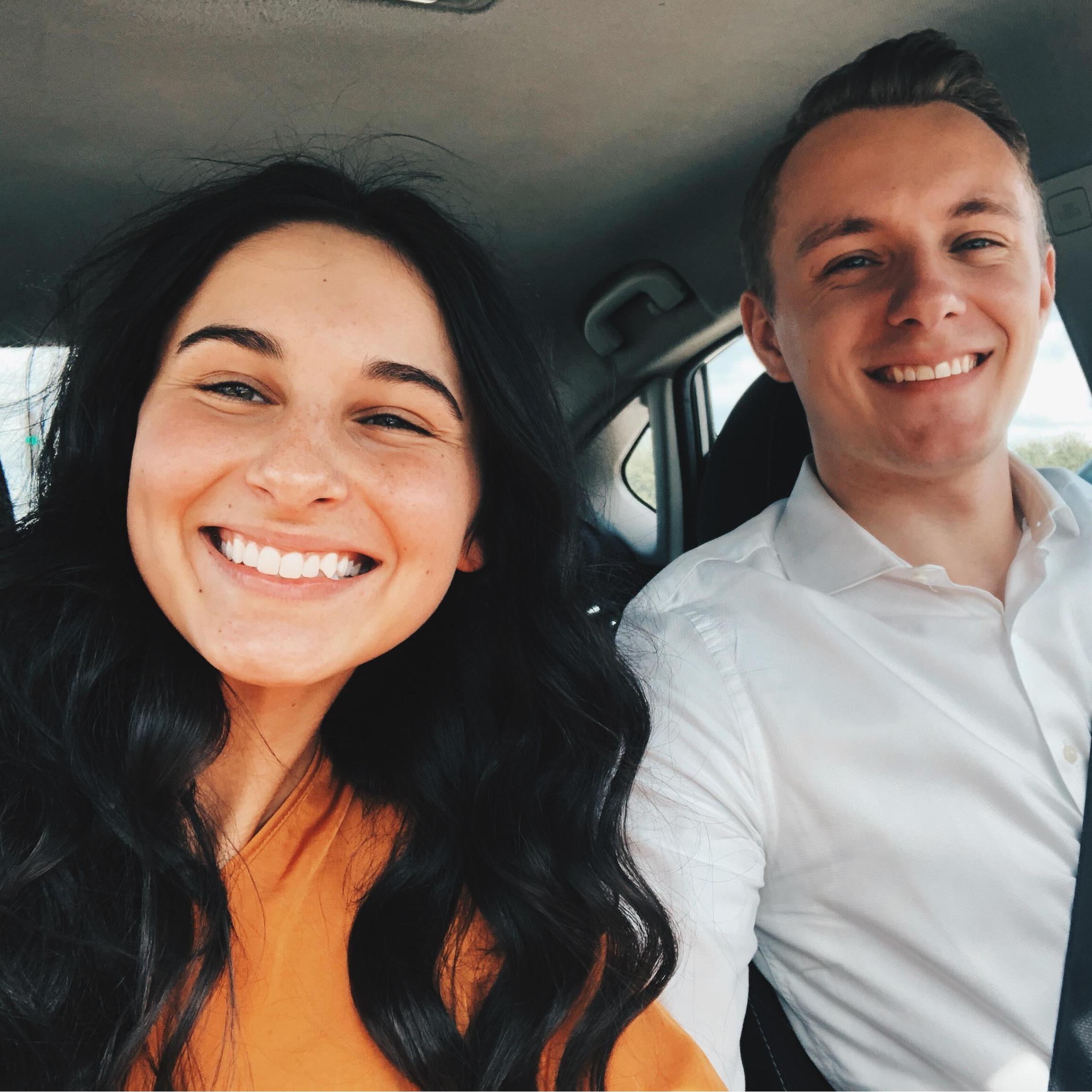 October '18. This was taken on our way to get engagement pictures.