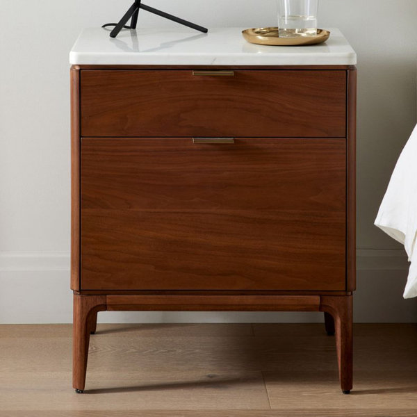 Parker Marble Nightstand (21") - Cool Walnut