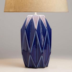 Azure Blue Geometric Ceramic Table Lamp Base