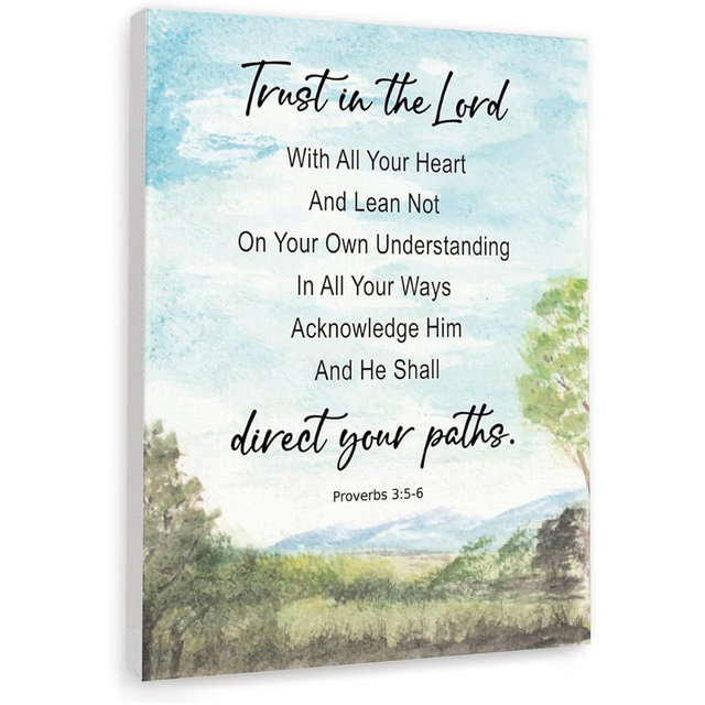 Trust in The Lord Wall Art,Proverbs 3:5-6 Religious Scripture Framed Canvas Print Painting Artwork for Christian Home Office Wall Decor,Bible Verse Wall Art Gifts for Women