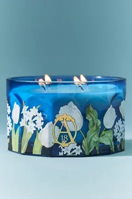 Apothecary 18 Floral Tulip Fields Low Wide Glass Candle