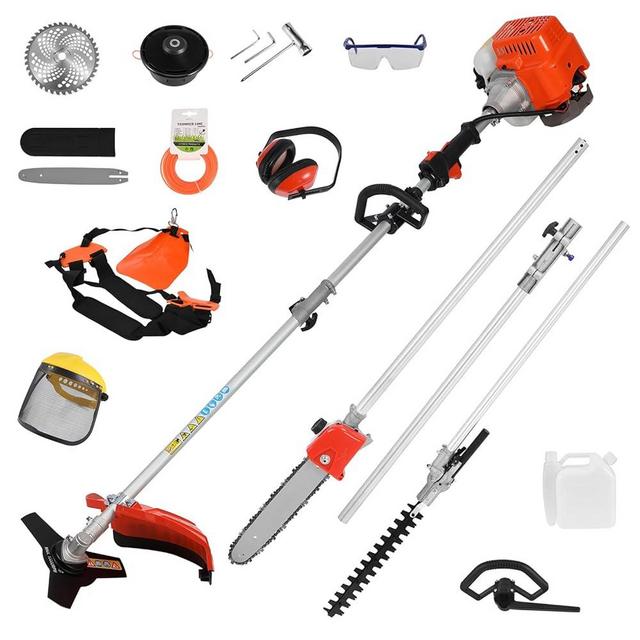 New-Type 5 in 1 Gas Weed Eater 52cc 2-Stroke,Multi-Functional Gas Weed Wacker with Hedge Trimmer Chainsaw Brush Cutter,Gas String Trimmer 2.3Kw/9500 RPM for Garden Lawn Care.(3 Years Warranty)