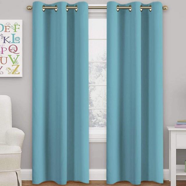 Turquoize Aqua Blackout Curtains for Bedroom 84 Inch Length 2 Panels Grommet Curtains for Living Room Energy Saving Window Treatment Panels for Bedroom Thermal Insulated Drapes, 42W x 84L, Aqua