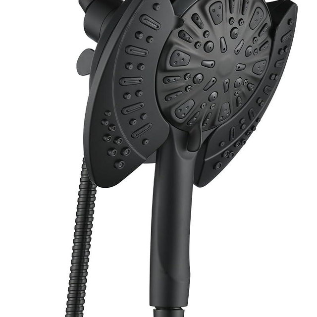 INAVAMZ 2-in-1 Shower Head with Handheld Combo: 2.5GPM Rainfall & Handheld Shower Head Use Together or Alone, 9 Spray Settings Hand Held Shower Head with Hose, Black