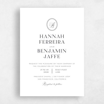 White Standard Wedding Invitation - St Anne Portrait