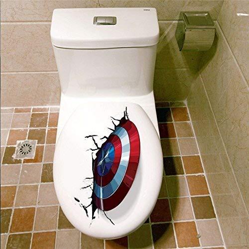 Captain America Shield Inspired 3D Toilet Vinyl Decal also for use on Walls/Cars/Tablets