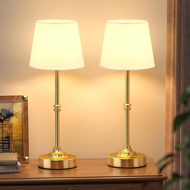 Kakanuo Rechargeable Cordless Table Lamp Gold - 2 Pack Brass 4000mAh Battery Operated Lamp, Touch Control Stepless Dimming, for Home Decor, Dining Table, Living Room, Bedroom
