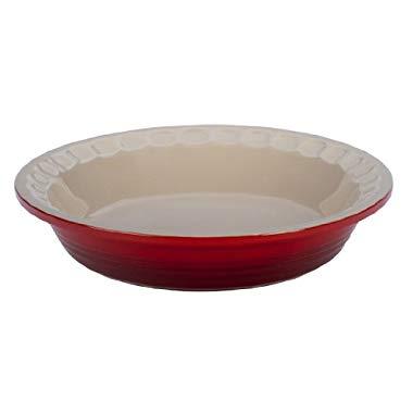 Le Creuset PG1855-2367 Heritage Stoneware Pie Pan, 9-Inch, Cerise