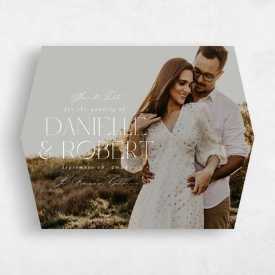 White Diamond Wedding Save the Date - Orvieto Landscape