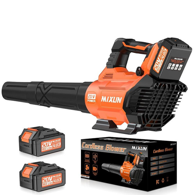 Leaf Blower Cordless - 580CFM/160MPH Electric Leaf Blower, 2 X 4.0Ah Battery and Charger with 3 Speed Modes, for Lawn, Yard, Sidewalk, Garage Cleaning