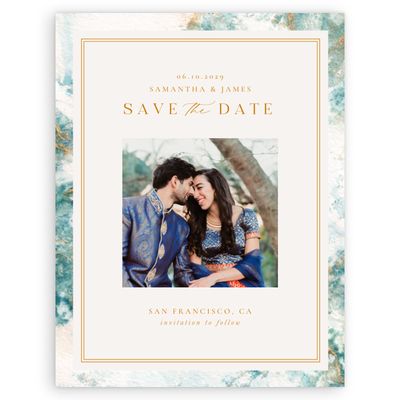 Teal, Blue Wedding Digital Save the Date - Carrara Photo