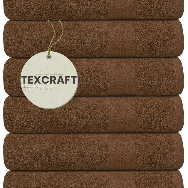 TEXCRAFT Large Bath Towel, Acorn Cotton Terry Towels for Bathroom, Towel Set - Quick Dry - Highly Absorbent - 24 x 50 Pack of 6 for Shower - Spa - Gym - Hand Towel for Daily Use - Acorn