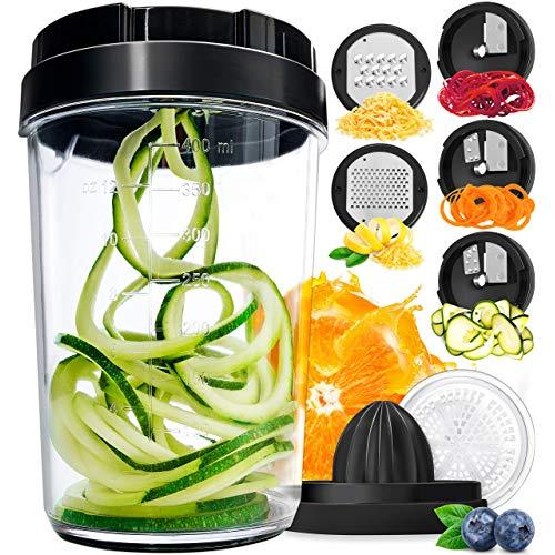 Vegetable Spiralizer Vegetable Slicer - 8-in-1 Zucchini Spaghetti Maker Zoodle Maker Veggie Spiralizer - Zucchini Noodle Maker Spiralizer Handheld Cheese Grater Zester Lemon Squeezer Citrus Juicer