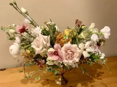 How to Style Artificial Flowers in a Compote - Caitlin Marie Design