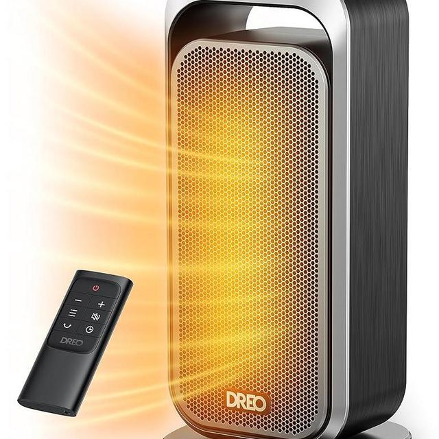 Dreo Space Heater Indoor, Portable Heater with 70°Oscillation, 1500W Electric Heaters with Thermostat, Fast Safety, Remote, 12H Timer, Updated PTC Ceramic Heater for Office Room, Solaris 317