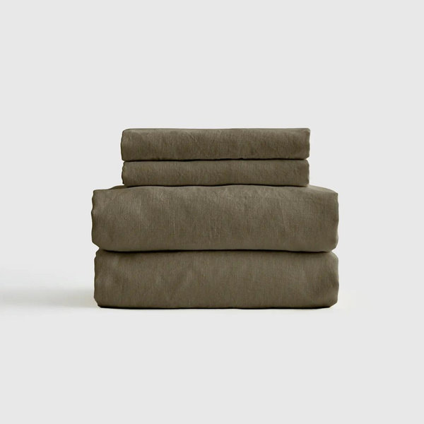 Organic Brushed Cotton Sheet Set - Dusty Olive, King