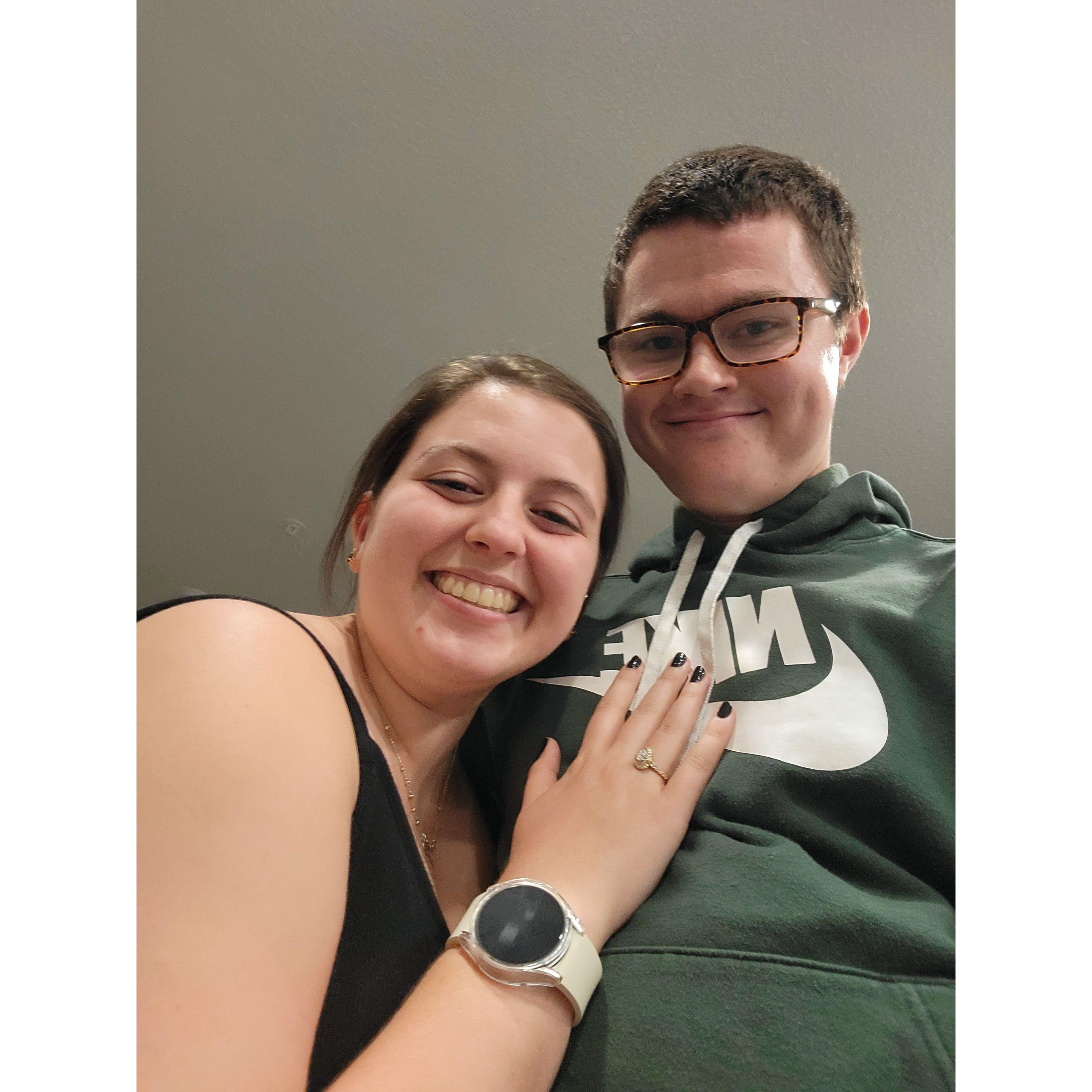 Moments after the proposal. February, 2024