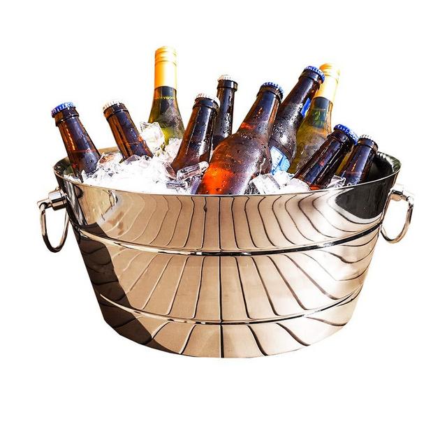 BREKX Insulated Ribbed Anchored Double Walled Hammered Insulated Steel Beverage Tub