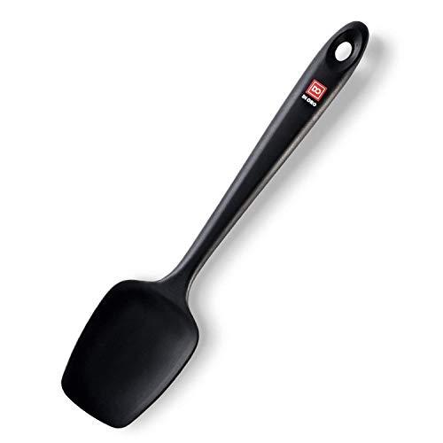 Di Oro Seamless Series Pro Grade Silicone Spoon Spatula - BPA Free Pro-Grade Non-Stick 600ºF Heat-Resistant Rubber Spoonula - Versatile Silicone Kitchen Scraper Utensil for Baking and Cooking (Black)