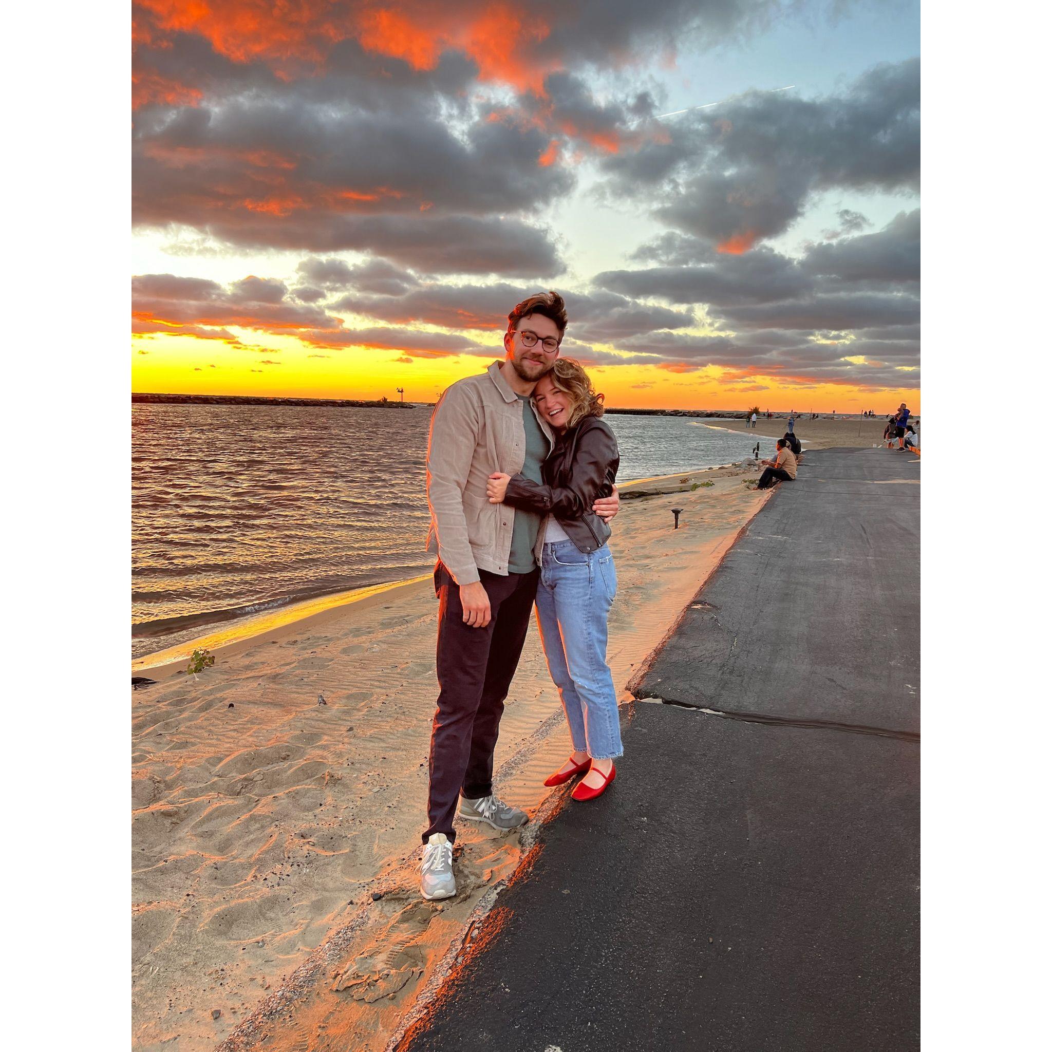 We may or may not have run to this spot to get pictures at sunset. New Buffalo, MI