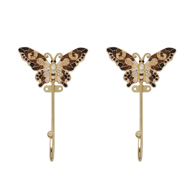 Tricune Vintage Butterfly Decorative Wall Hooks Rack Hangers for Hanging Clothes Coats Towels Keys Hats, 2 Pack Antique Metal Mounted Wall Hook