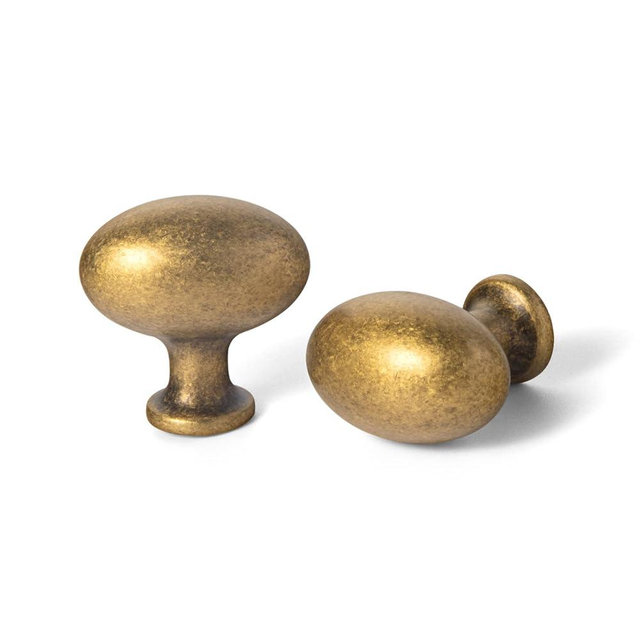 Goo-Ki 1.2Inch(36MM) Oval Antique Brass Cabinet Knobs, Zinc Alloy for Drawer Knobs for Dresser Cupboard Wardrobe,6 Packed