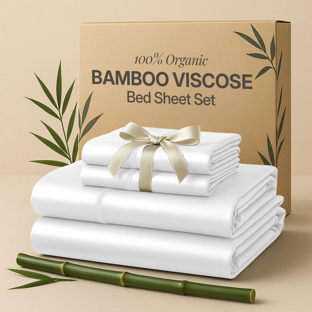 100% Viscose Derived From Bamboo Cooling Sheets 4-Piece Luxury Soft Deep Pocket Queen Size Sheet by Lux Decor - White