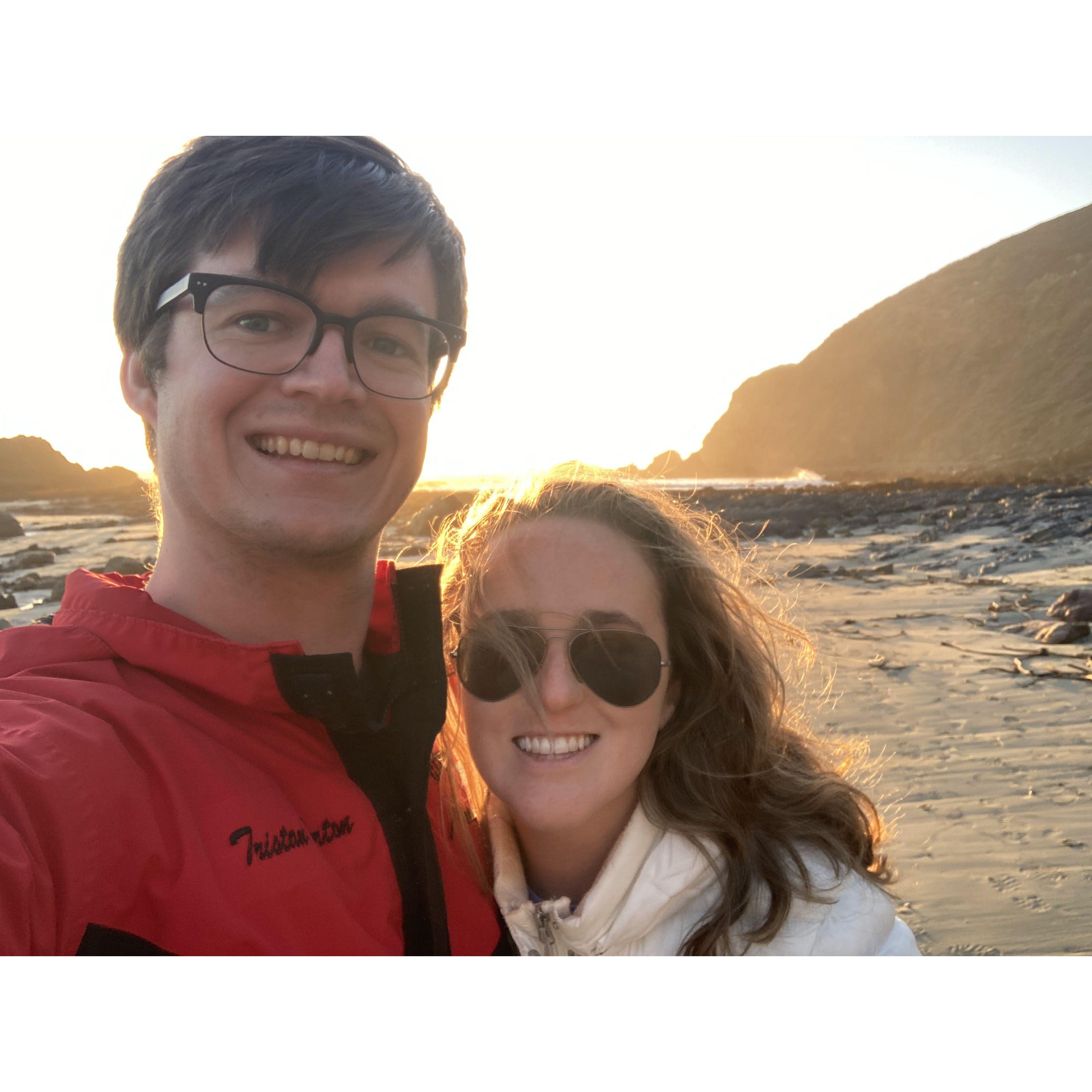 On our first solo trip together, exploring tidepools on our way to Monterey