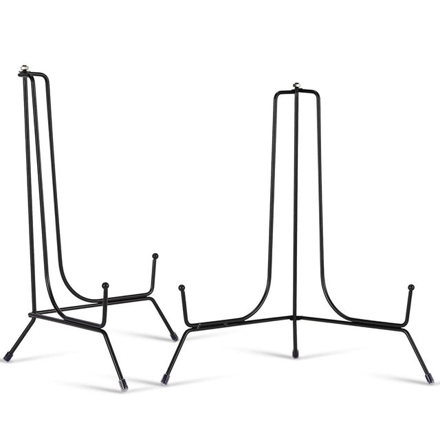 Jinzory 2 Pack 12 Inch Black Iron Plate Display Stands for Frames, Pictures, Photos, Books, Decorative Plates and Artworks