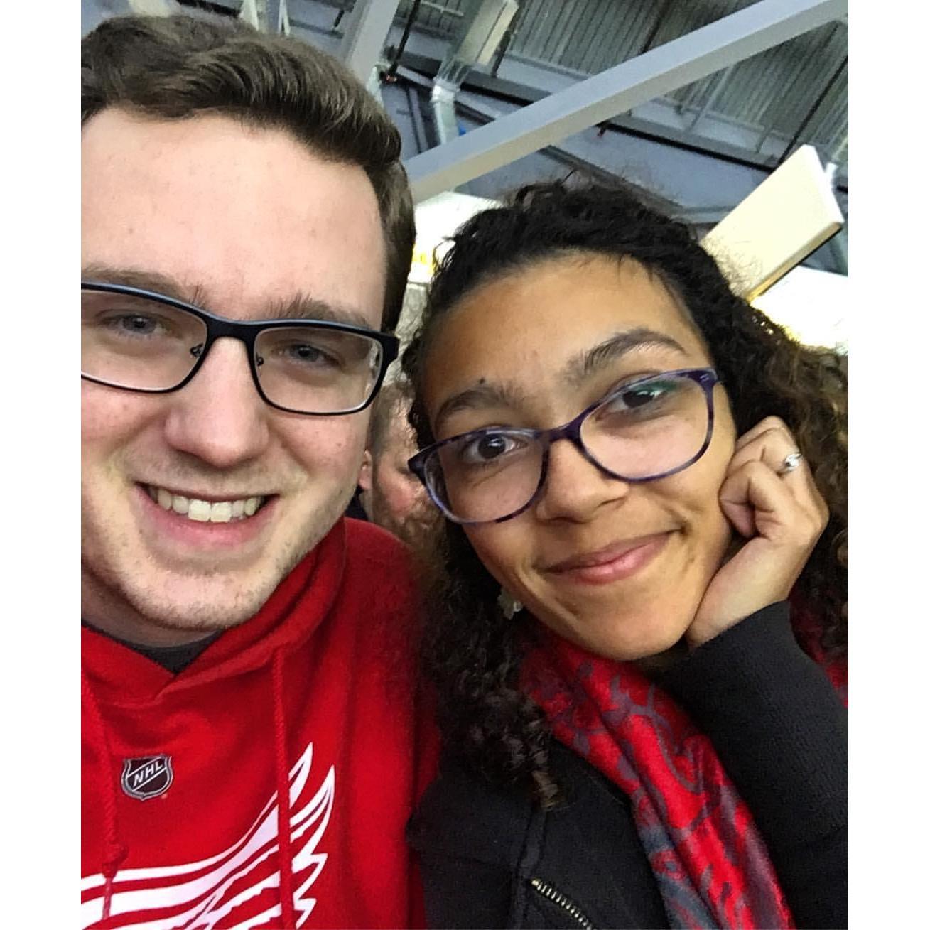 We always love hockey games together! Go Red Wings!