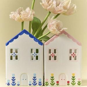 Ruby Clay Ceramic Tulip House Vase, BLUE