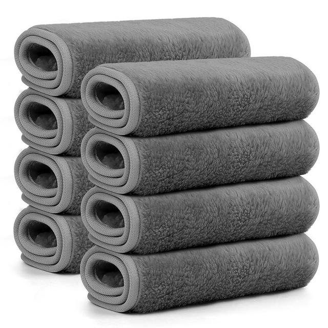 HealAge Makeup Remover Cloth Pack of 8, Soft Microfiber Makeup Remover Towels,13x7 inch Reusable Facial Cleansing Cloths for All Skin Types,Gray