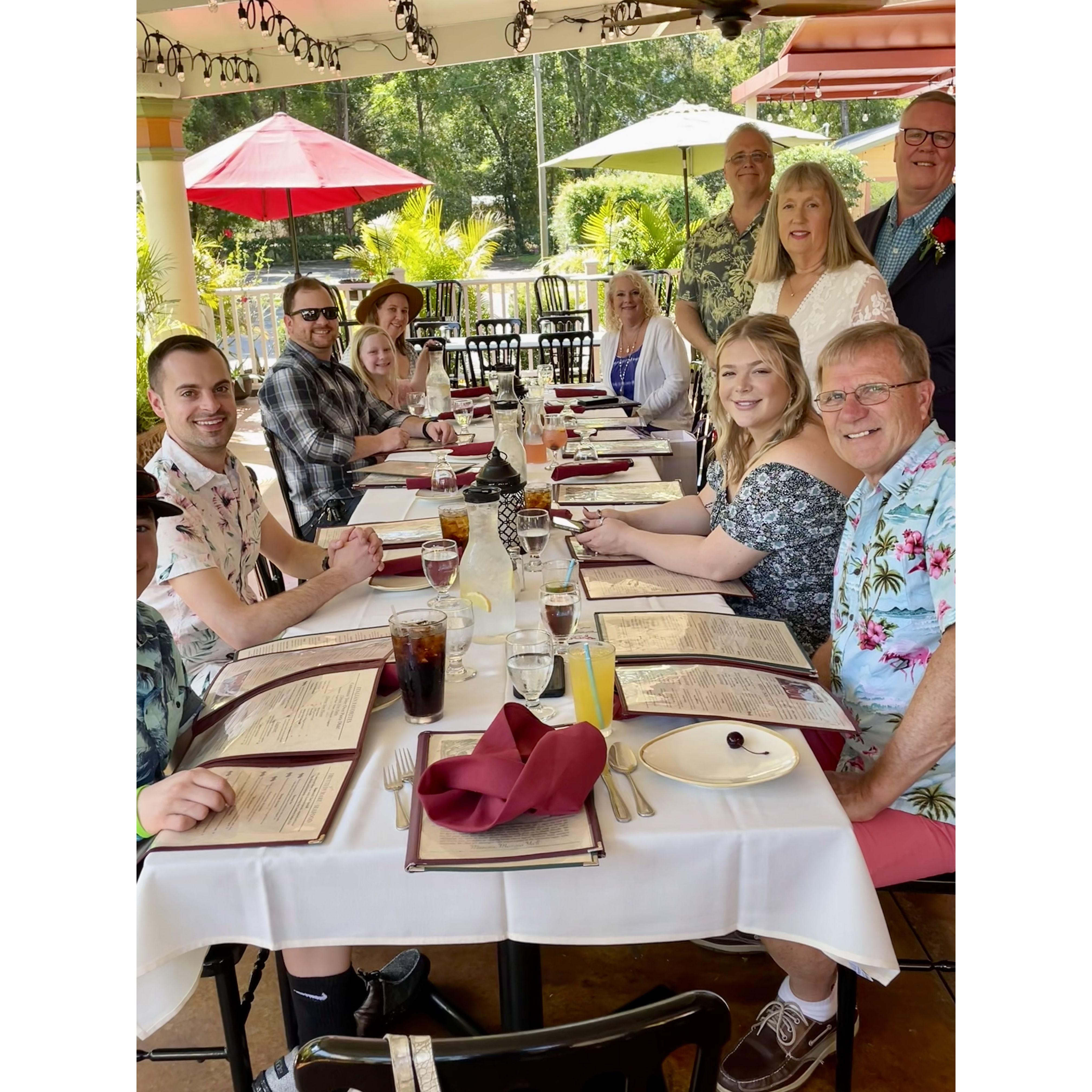 The wedding lunch at Papa Joe's in Brooksville