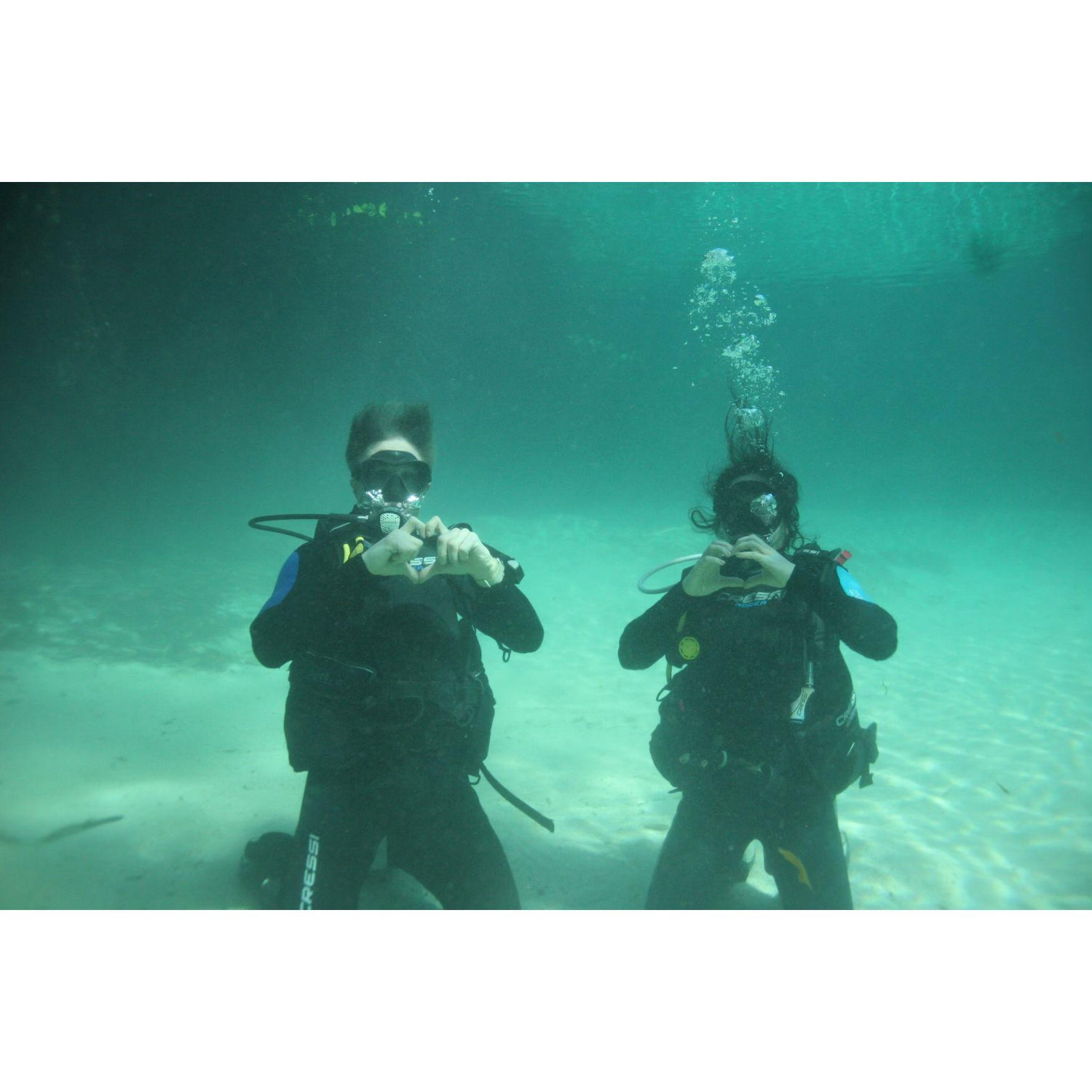 Our first scuba together in Tulum with Sol.