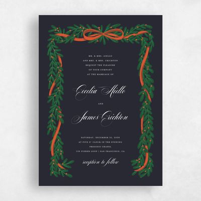 Ebony, Black Wedding Invitation - Crosby Portrait