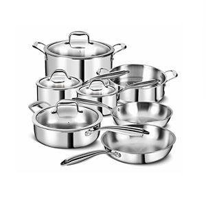 3 Ply Stainless Steel 11-Piece Cookware Set with Lids, Pots and Pans Kitchen Set, Non-Toxic, Induction, Oven, Dishwasher Safe, Professional Chef Quality