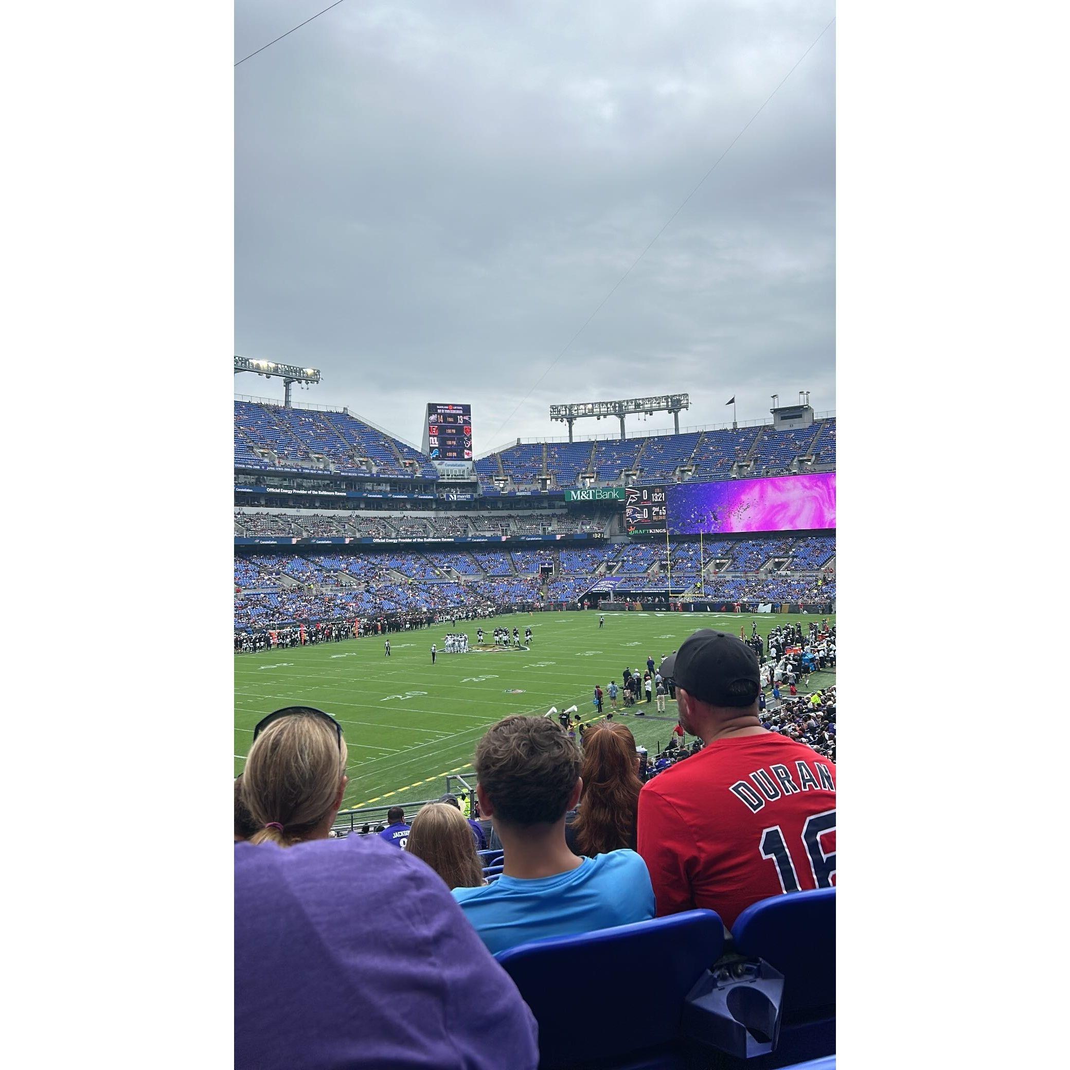 Summer is an advid Atlanta Falcons fan, and Sam and his family took Summer to her first NFL game for the preseason game in Baltimore!